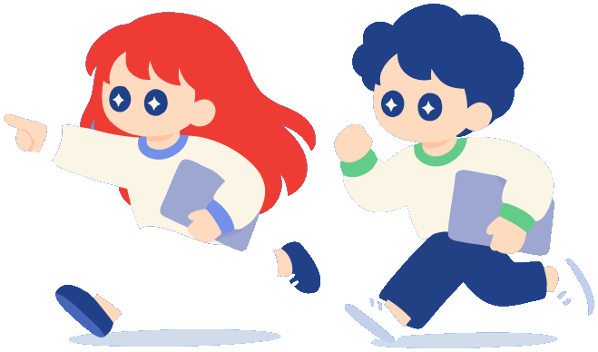 地域で実践する二人のキャラクターイラスト